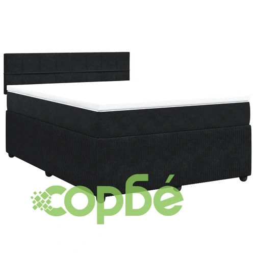 Боксспринг легло с матрак, черно, 140x190 см, кадифе ➤ топ цена ➤ sorbe.bg