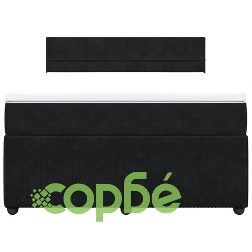 Боксспринг легло с матрак, черно, 140x190 см, кадифе ➤ топ цена ➤ sorbe.bg