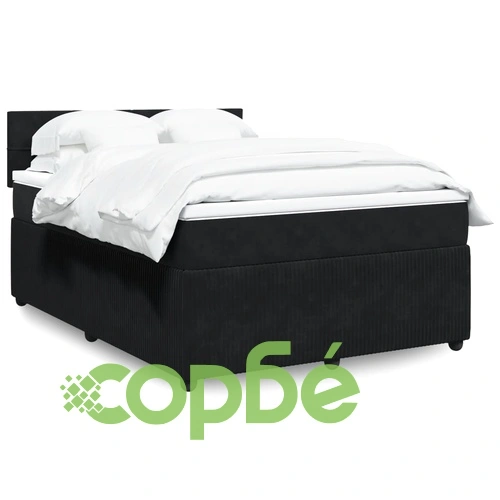 Боксспринг легло с матрак, черно, 140x190 см, кадифе ➤ топ цена ➤ sorbe.bg