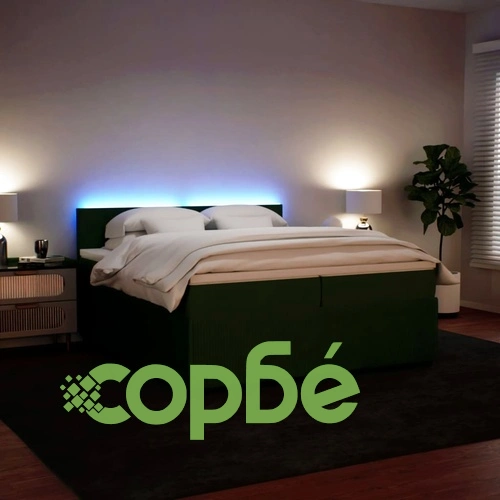 Боксспринг легло с матрак, тъмнозелено, 200x200 см, кадифе ➤ топ цена ➤ sorbe.bg