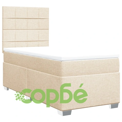 Боксспринг легло с матрак, кремава, 90x200 см, плат ➤ топ цена ➤ sorbe.bg