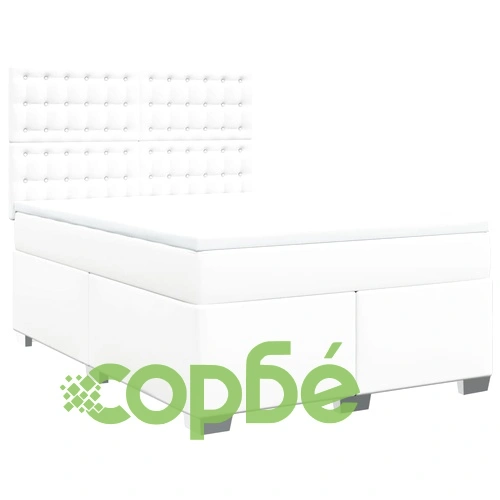 Боксспринг легло с матрак, бяло, 140x190 см изкуствена кожа ➤ топ цена ➤ sorbe.bg