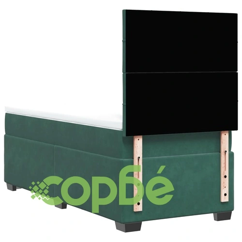 Боксспринг легло с матрак, тъмнозелено, 100x200 см, кадифе ➤ топ цена ➤ sorbe.bg
