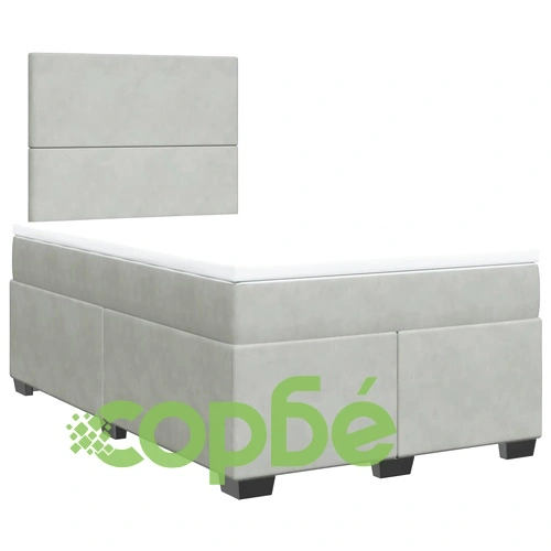 Боксспринг легло с матрак, светлосива, 120x190 см, кадифе ➤ топ цена ➤ sorbe.bg