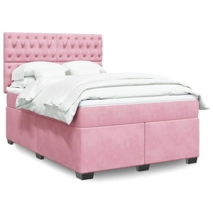 Боксспринг легло с матрак, розово, 160x200 см, кадифе