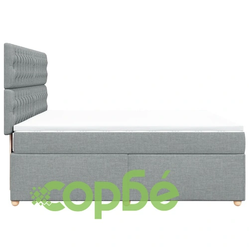 Боксспринг легло с матрак, светлосиво, 180x200 см, плат ➤ топ цена ➤ sorbe.bg