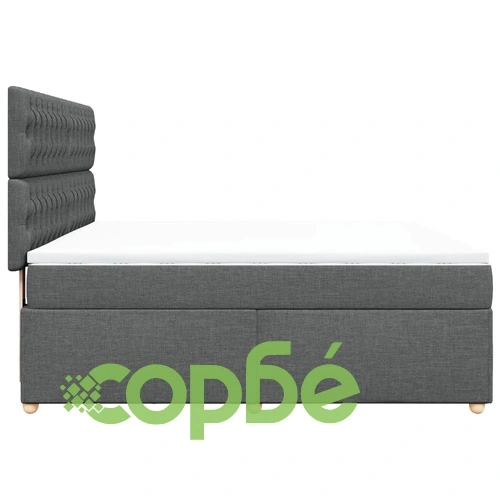 Боксспринг легло с матрак, тъмносиво, 180x200 см, плат ➤ топ цена ➤ sorbe.bg