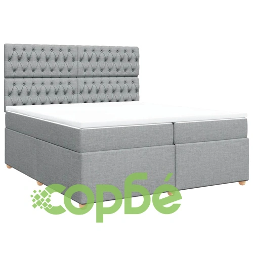 Боксспринг легло с матрак, светлосиво, 200x200 см, плат ➤ топ цена ➤ sorbe.bg