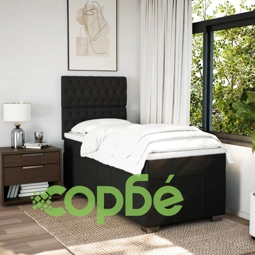 Боксспринг легло с матрак, черна, 90x190 см, плат ➤ топ цена ➤ sorbe.bg