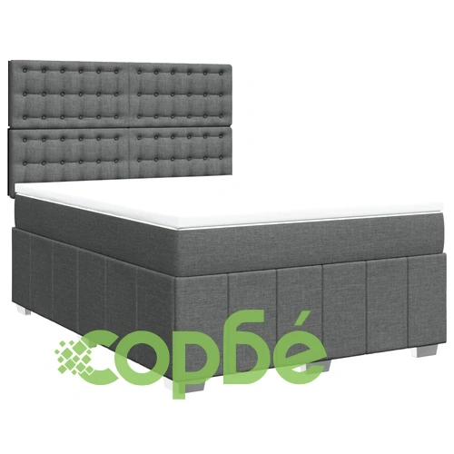 Боксспринг легло с матрак, тъмносиво, 140x200 см, плат ➤ топ цена ➤ sorbe.bg