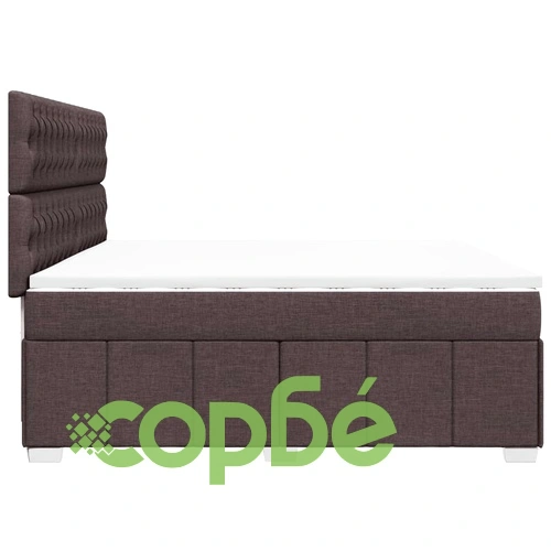 Боксспринг легло с матрак, тъмнокафяво, 200x200 см, плат ➤ топ цена ➤ sorbe.bg