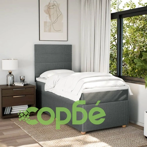 Боксспринг легло с матрак, тъмносив, 80x200 см, плат ➤ топ цена ➤ sorbe.bg
