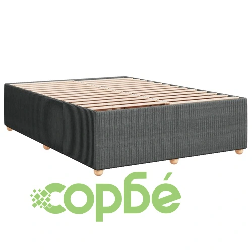 Боксспринг легло с матрак, тъмносиво, 160x200 см, плат ➤ топ цена ➤ sorbe.bg