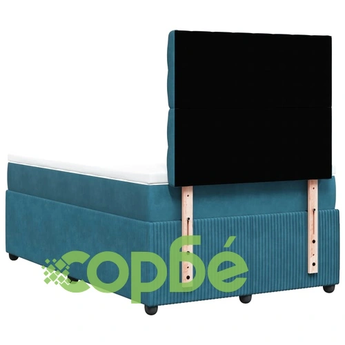 Боксспринг легло с матрак, тъмносиньо, 120x200 см, кадифе ➤ топ цена ➤ sorbe.bg