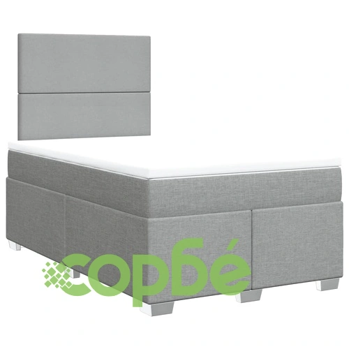 Боксспринг легло с матрак, светлосиво, 120x190 см, плат ➤ топ цена ➤ sorbe.bg