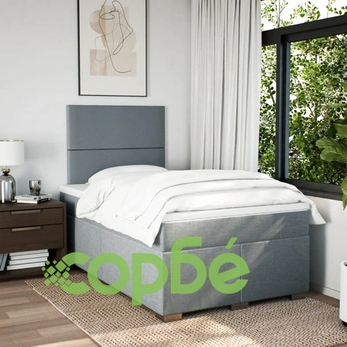 Боксспринг легло с матрак, светлосиво, 120x190 см, плат ➤ топ цена ➤ sorbe.bg