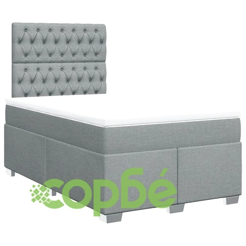 Боксспринг легло с матрак, светлосиво, 120x190 см, плат ➤ топ цена ➤ sorbe.bg
