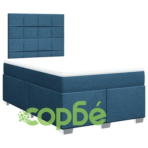Боксспринг легло с матрак, синьо, 120x200 см, плат ➤ топ цена ➤ sorbe.bg