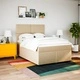 Боксспринг легло с матрак, кремаво, 140x190 см, плат
