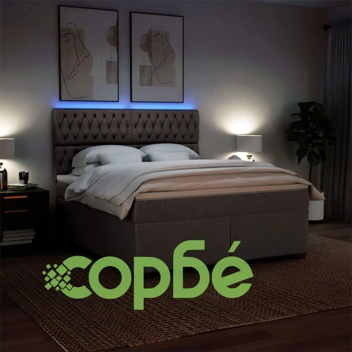 Боксспринг легло с матрак, таупе, 180x200 см, плат ➤ топ цена ➤ sorbe.bg