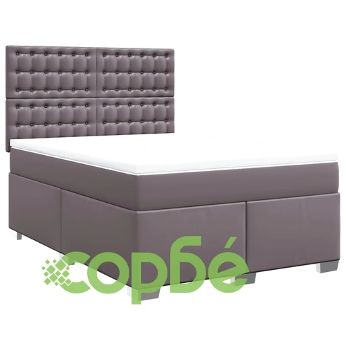 Боксспринг легло с матрак, сиво, 140x190 см изкуствена кожа ➤ топ цена ➤ sorbe.bg