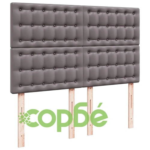 Боксспринг легло с матрак, сиво, 140x190 см изкуствена кожа ➤ топ цена ➤ sorbe.bg