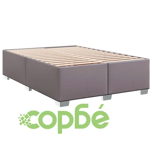 Боксспринг легло с матрак, сиво, 140x190 см изкуствена кожа ➤ топ цена ➤ sorbe.bg