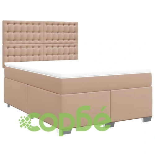 Боксспринг легло с матрак, капучино, 140x190 см изкуствена кожа ➤ топ цена ➤ sorbe.bg