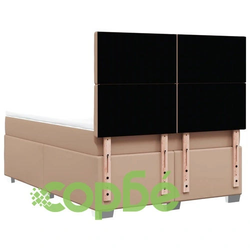 Боксспринг легло с матрак, капучино, 140x190 см изкуствена кожа ➤ топ цена ➤ sorbe.bg