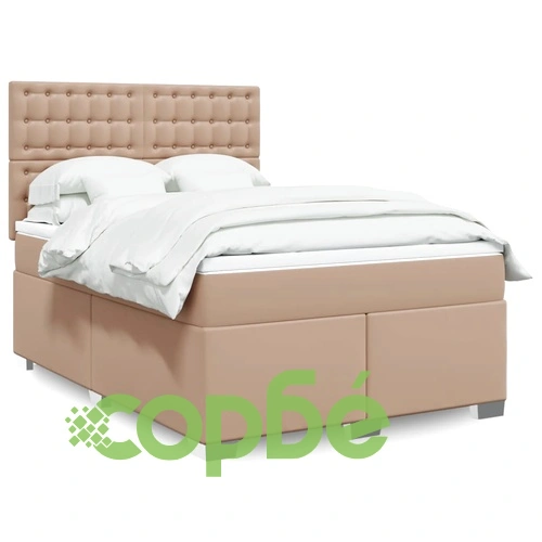 Боксспринг легло с матрак, капучино, 140x190 см изкуствена кожа ➤ топ цена ➤ sorbe.bg