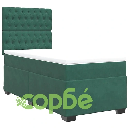 Боксспринг легло с матрак, тъмнозелено, 80x200 см, кадифе ➤ топ цена ➤ sorbe.bg