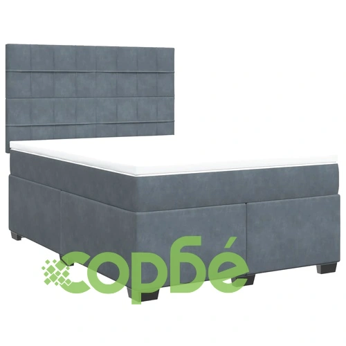 Боксспринг легло с матрак, тъмносиво, 140x190 см, кадифе ➤ топ цена ➤ sorbe.bg