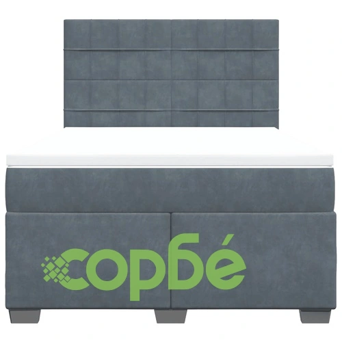 Боксспринг легло с матрак, тъмносиво, 140x190 см, кадифе ➤ топ цена ➤ sorbe.bg