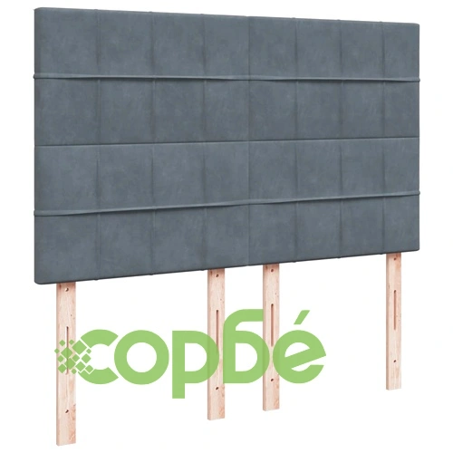 Боксспринг легло с матрак, тъмносиво, 140x190 см, кадифе ➤ топ цена ➤ sorbe.bg