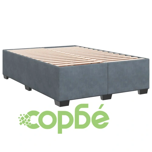 Боксспринг легло с матрак, тъмносиво, 140x190 см, кадифе ➤ топ цена ➤ sorbe.bg