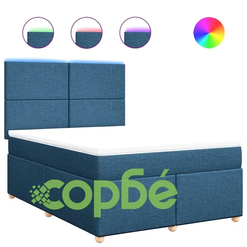 Боксспринг легло с матрак, синьо, 140x190 см, плат ➤ топ цена ➤ sorbe.bg