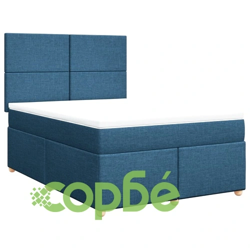 Боксспринг легло с матрак, синьо, 140x190 см, плат ➤ топ цена ➤ sorbe.bg
