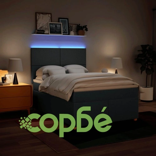 Боксспринг легло с матрак, синьо, 140x190 см, плат ➤ топ цена ➤ sorbe.bg