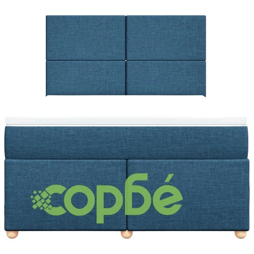 Боксспринг легло с матрак, синьо, 140x190 см, плат ➤ топ цена ➤ sorbe.bg