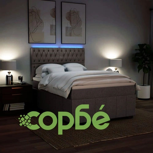 Боксспринг легло с матрак, таупе, 140x190 см, плат ➤ топ цена ➤ sorbe.bg