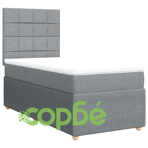 Боксспринг легло с матрак, светлосиво, 100x200 см, плат ➤ топ цена ➤ sorbe.bg