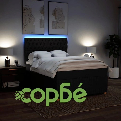 Боксспринг легло с матрак, черно, 140x190 см плат ➤ топ цена ➤ sorbe.bg