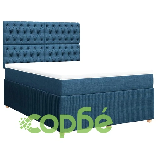 Боксспринг легло с матрак, синьо, 140x190 см, плат ➤ топ цена ➤ sorbe.bg