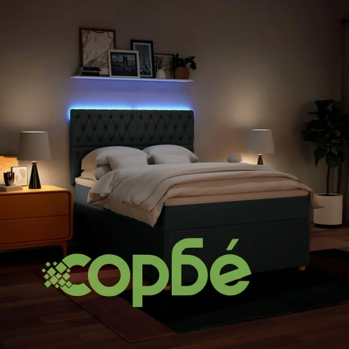 Боксспринг легло с матрак, синьо, 140x190 см, плат ➤ топ цена ➤ sorbe.bg