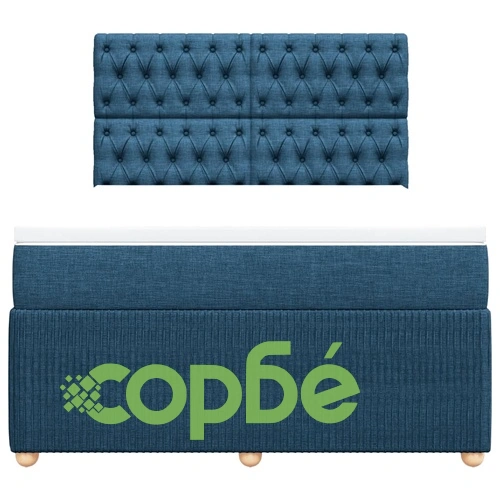 Боксспринг легло с матрак, синьо, 140x190 см, плат ➤ топ цена ➤ sorbe.bg