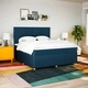 Боксспринг легло с матрак, синьо, 180x200 см, плат