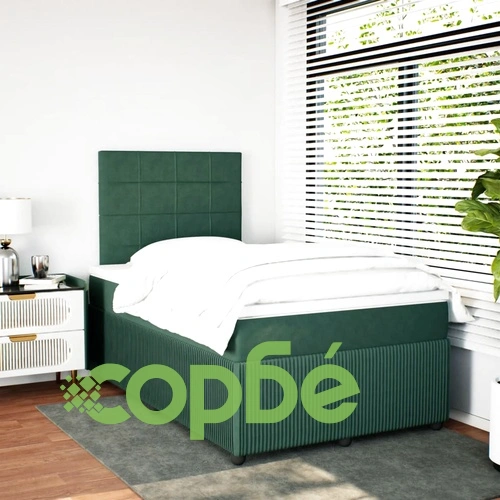 Боксспринг легло с матрак, тъмнозелено, 120x190 см, кадифе ➤ топ цена ➤ sorbe.bg