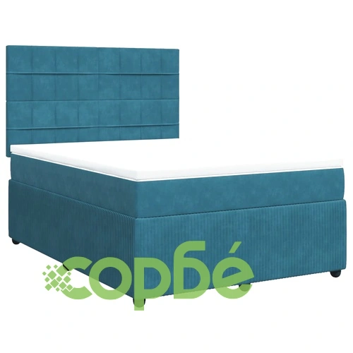 Боксспринг легло с матрак, синя, 140x190 см, кадифе ➤ топ цена ➤ sorbe.bg