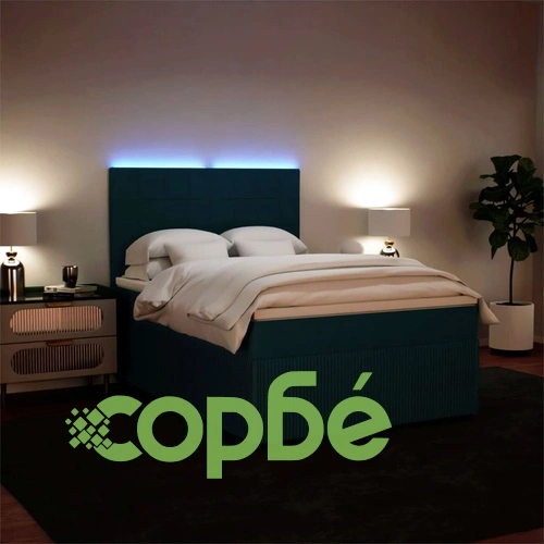 Боксспринг легло с матрак, синя, 140x190 см, кадифе ➤ топ цена ➤ sorbe.bg