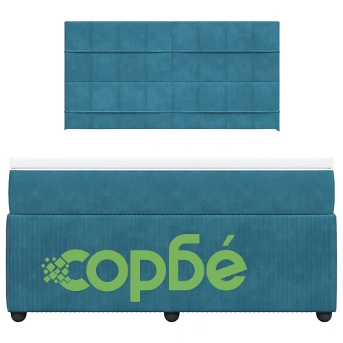 Боксспринг легло с матрак, синя, 140x190 см, кадифе ➤ топ цена ➤ sorbe.bg